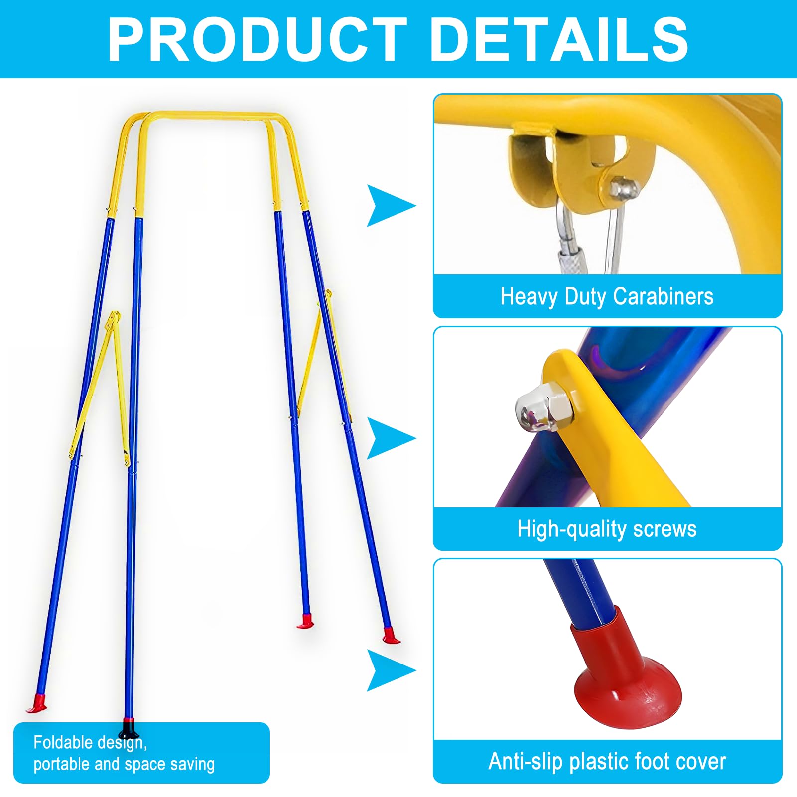 Swing with safety belt and floor protecting pads