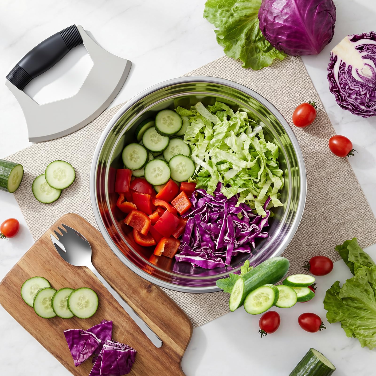 Dishwasher safe salad chopper bowl set by Acellegic