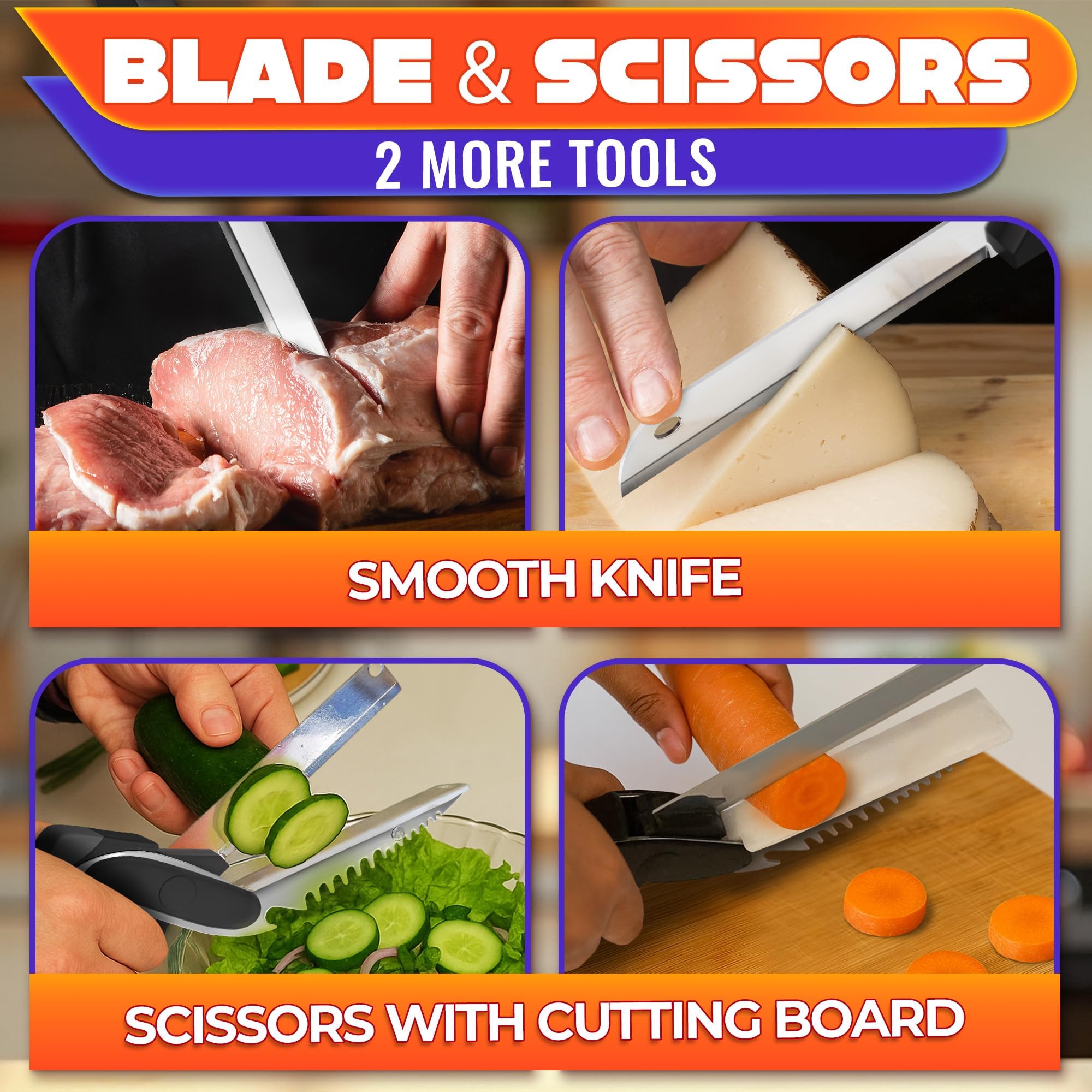 Open bottle opener and tenderizer built into scissors