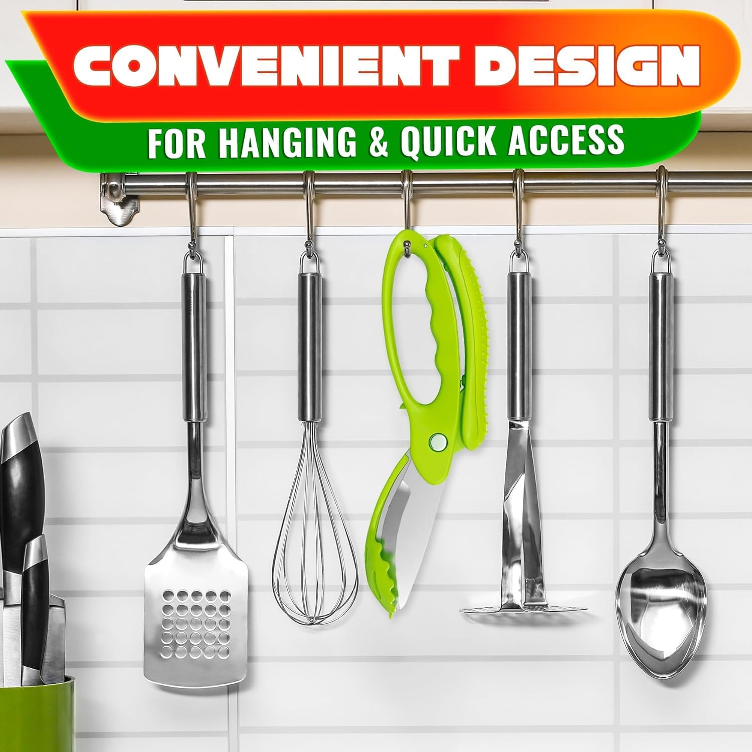 Salad scissors in kitchen setting ready to use