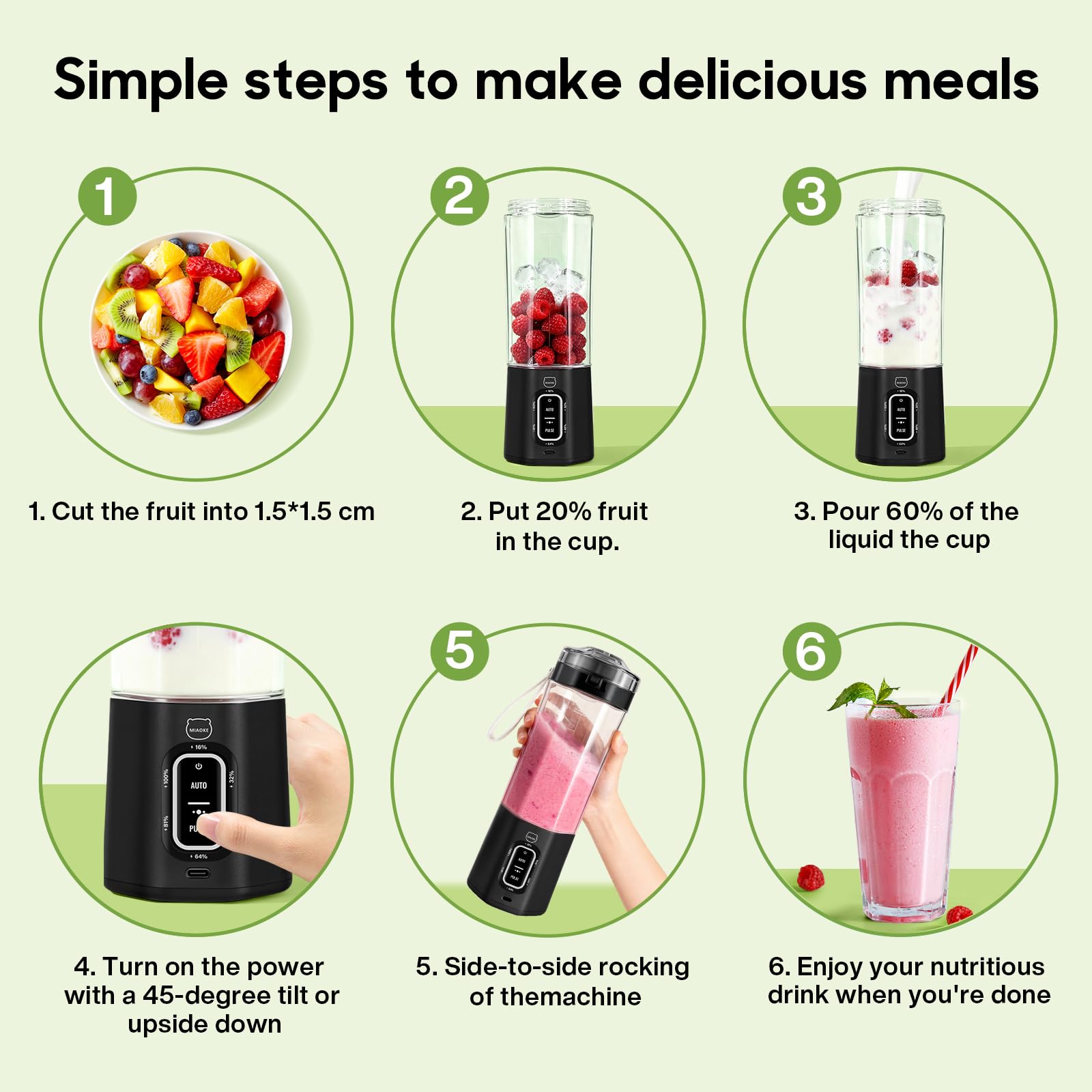 Compact black portable blender suitable for travel and office use