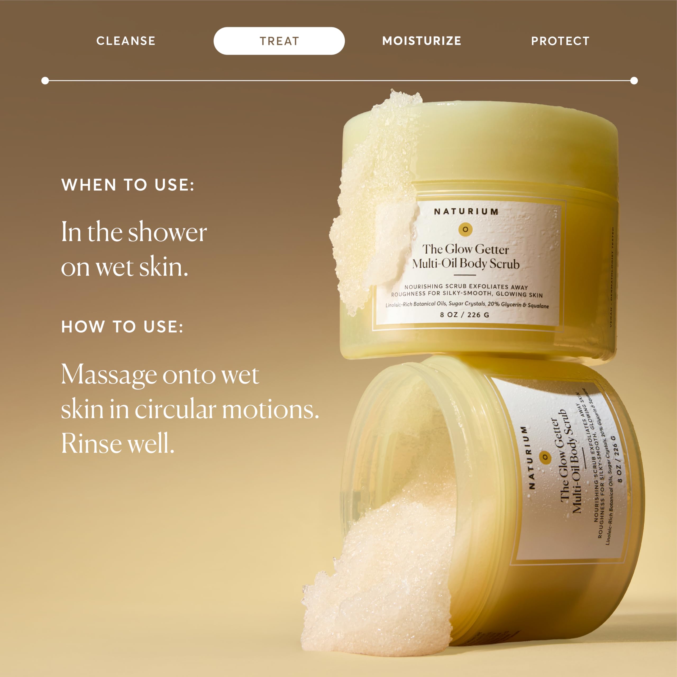 Patch test advised label on Naturium Glow Getter scrub