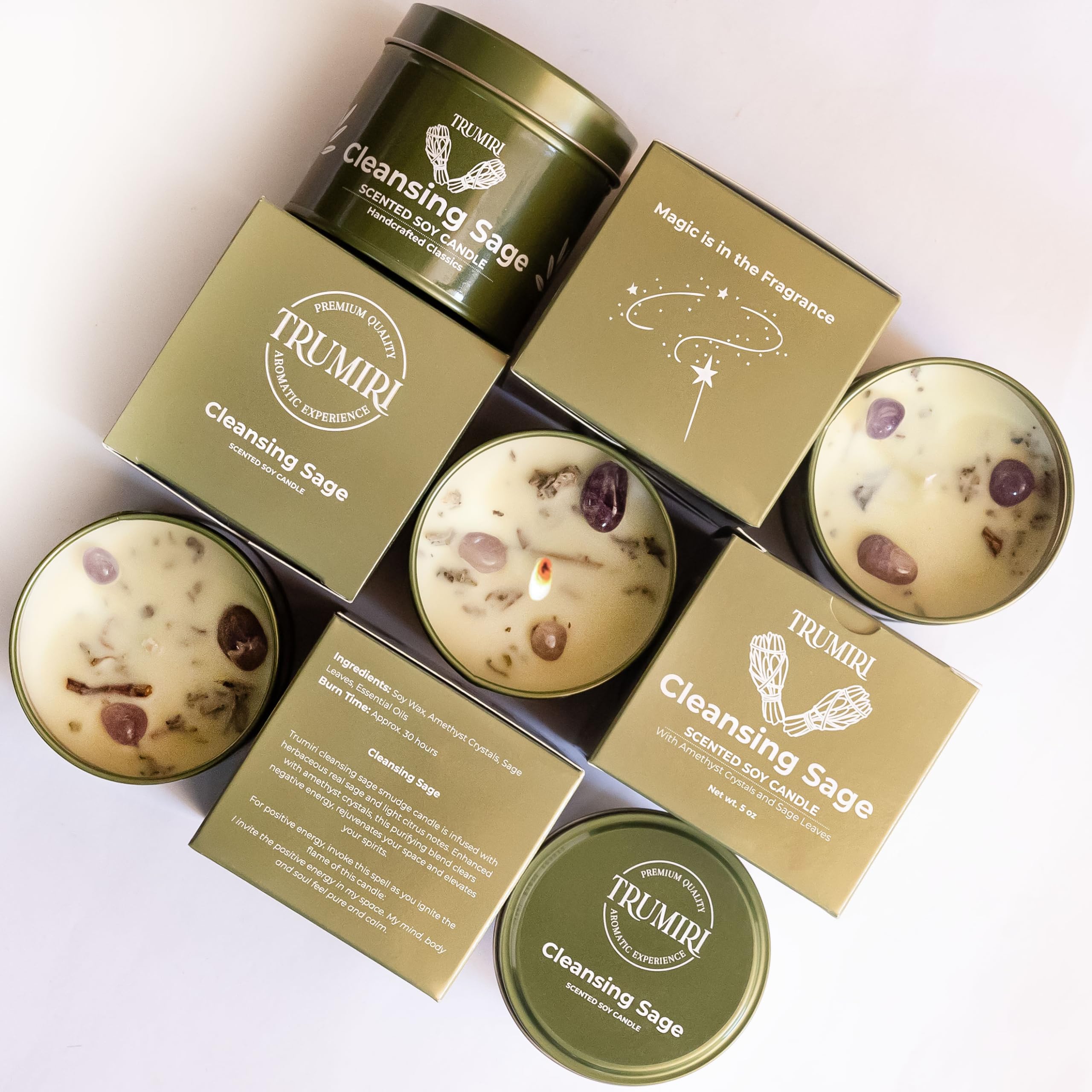 Organic clean sage candle for spiritual practice image