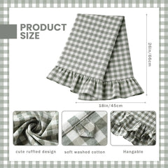 Sage green gingham towels with ruffles 18x28