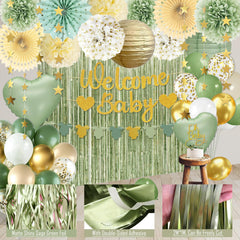 Sage Green and Gold balloons for coordinated decor