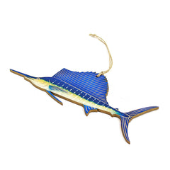 Lightweight and detailed Sailfish Christmas Ornament size 6.5 by 2.75 by 0.125 inches