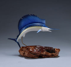 Airbrushed Sailfish sculpture 10in long