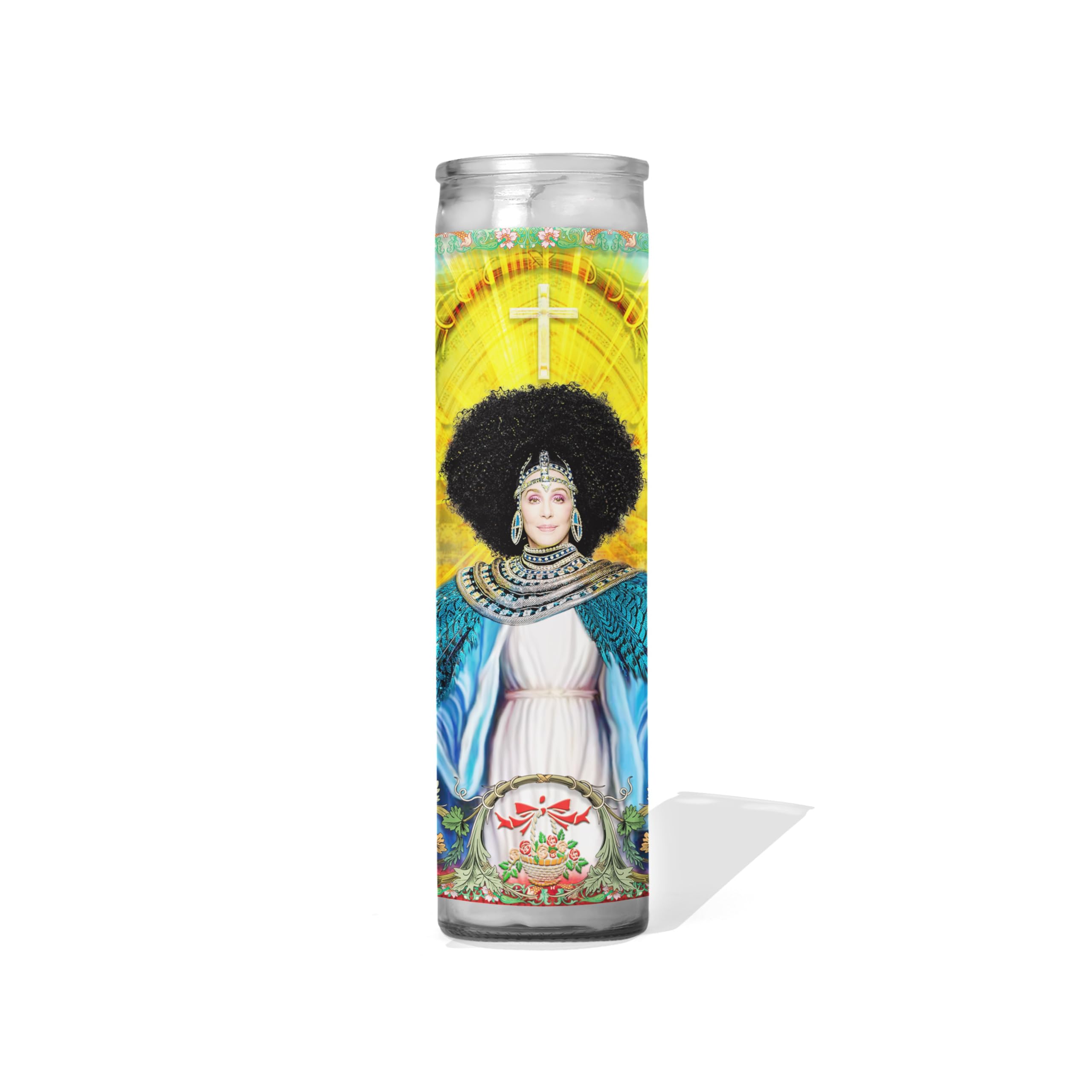 Saint Cher Celebrity Prayer Candle unscented 8 inch glass votive handmade in USA