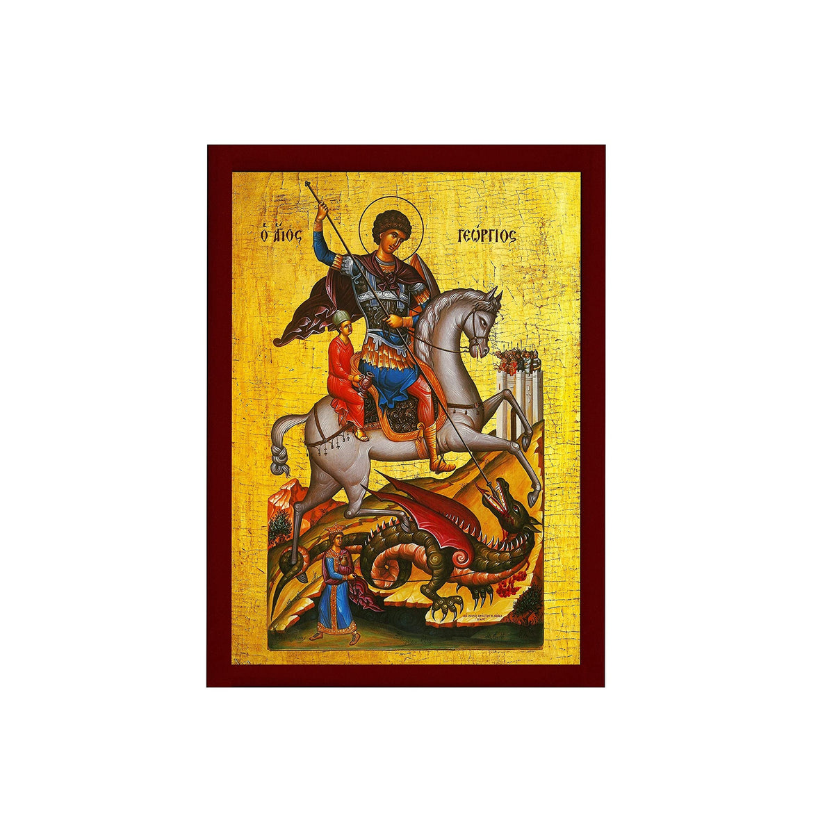 Saint George icon wall hanging Byzantine wood plaque
