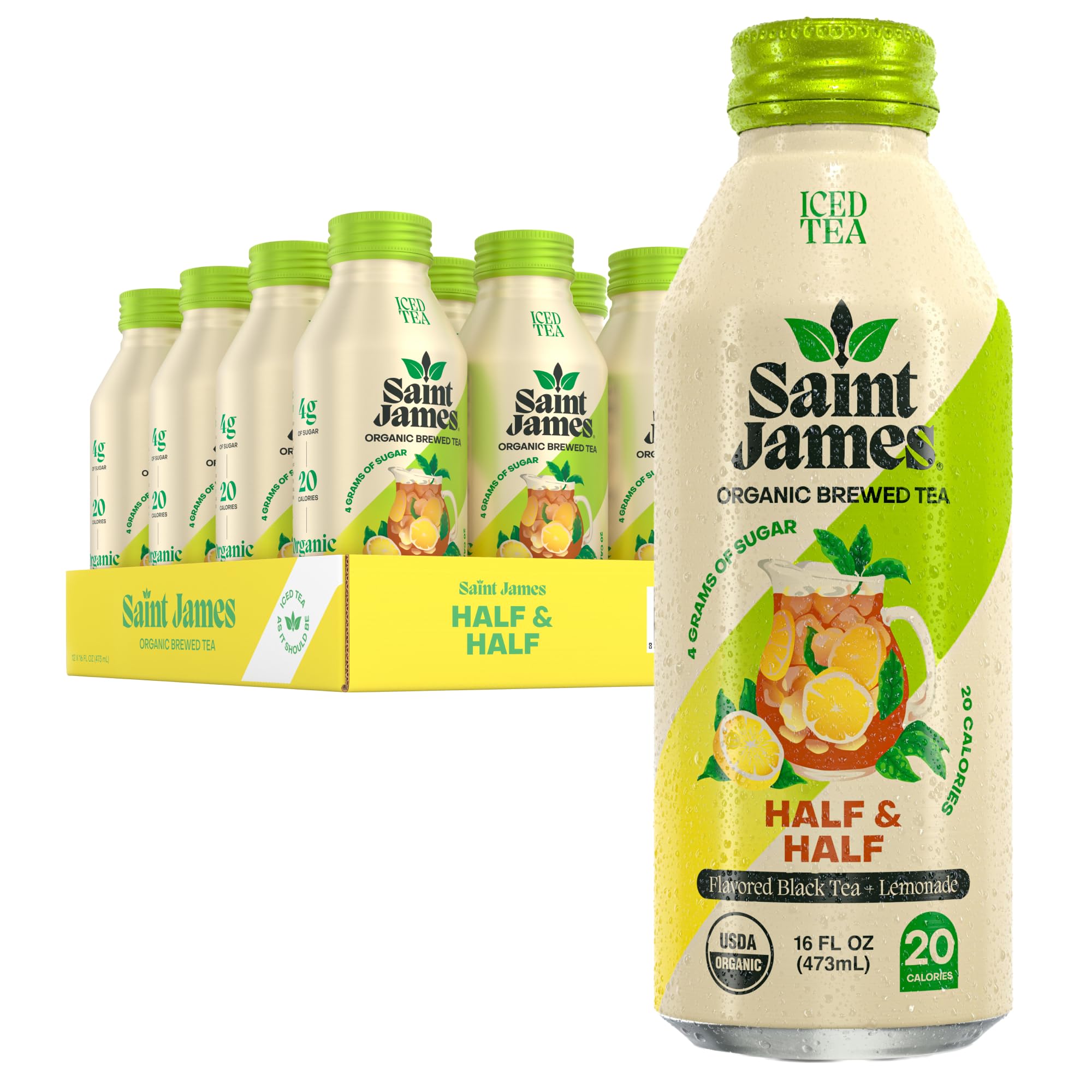 Saint James iced tea organic black tea lemonade 16 fluid oz bottle