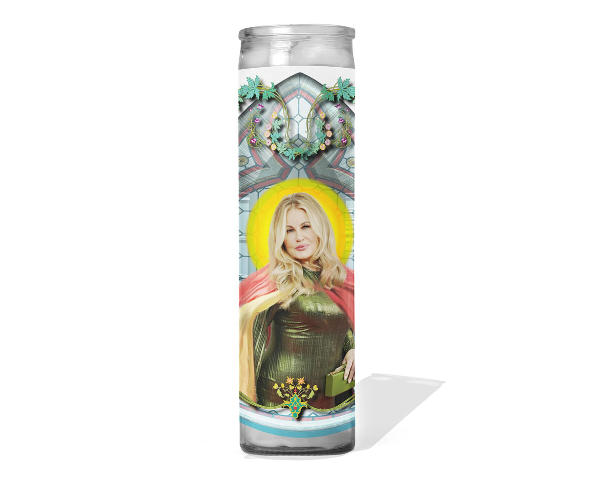 Saint Jennifer Coolidge Celebrity Prayer Candle unscented 8 inch glass votive