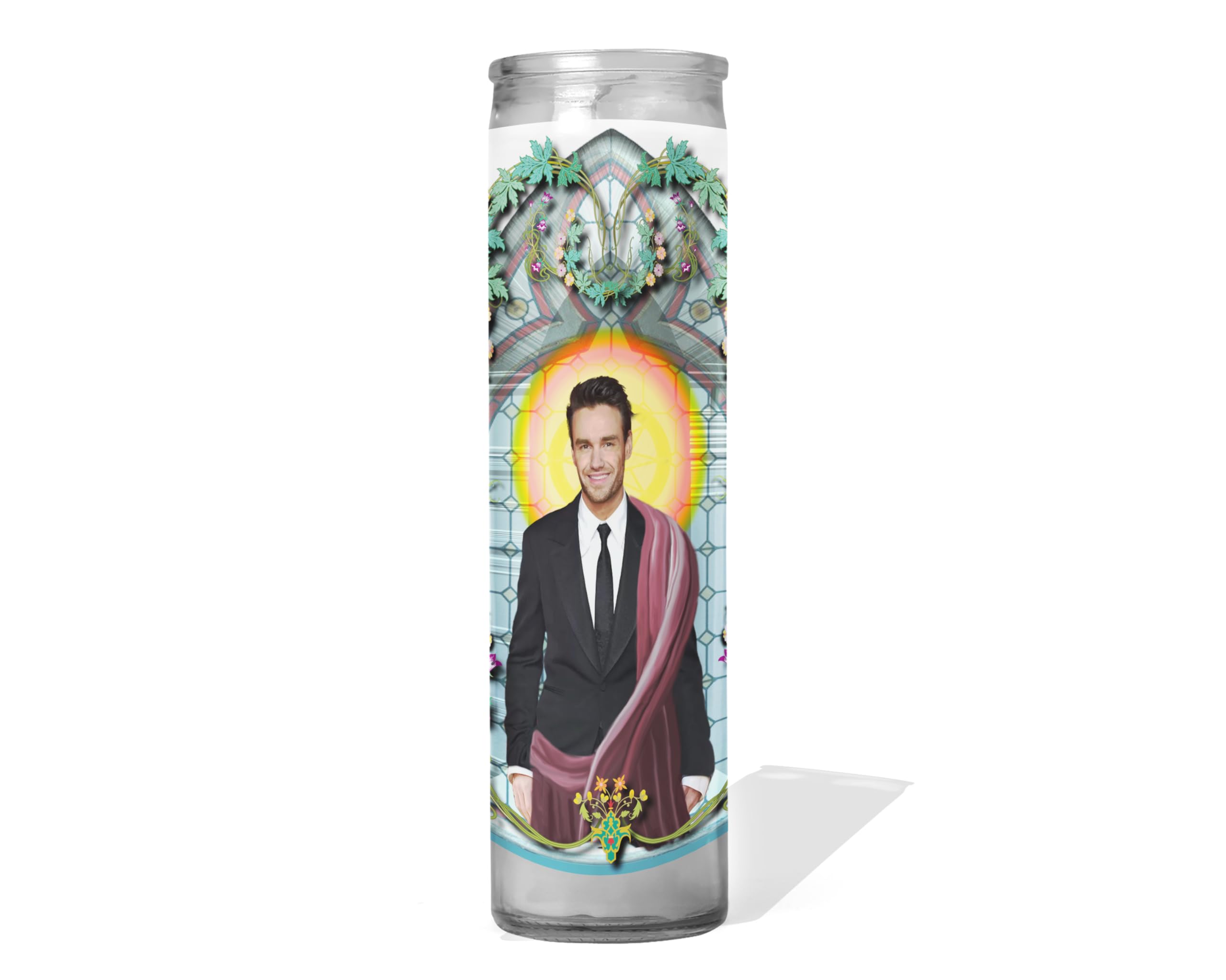 Saint Liam Payne Celebrity Prayer Candle unscented 8 inch Glass Votive