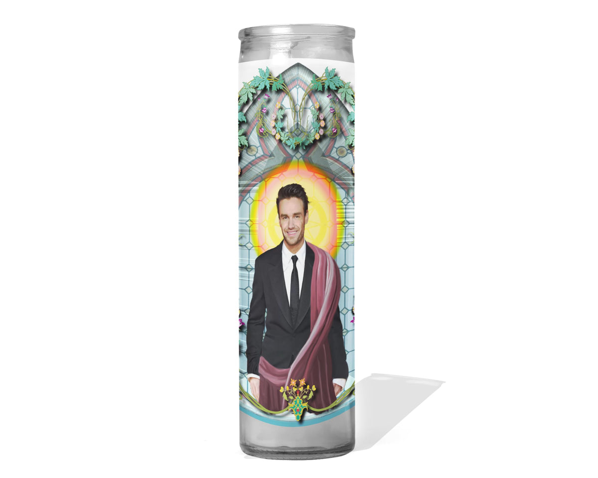 Saint Liam Payne Celebrity Prayer Candle unscented 8 inch Glass Votive