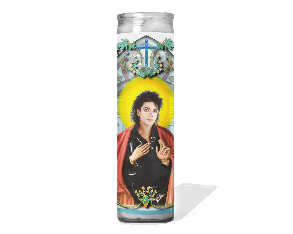 Saint Michael Patron Saint of The Jacksons unscented 8 inch glass prayer votive handmade in USA