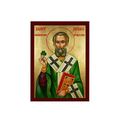 Saint Patrick icon on wood plaque wall hanging
