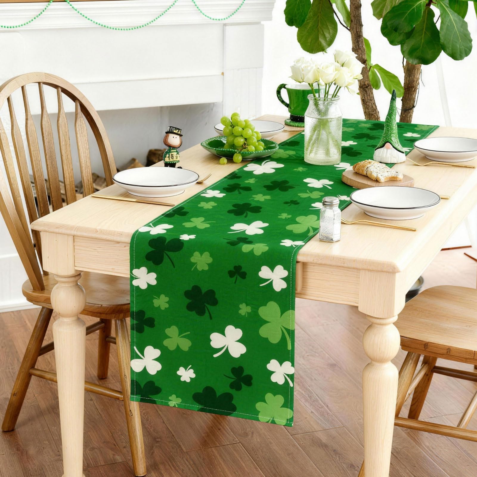 Washable reusable St Patrick's Day table runner