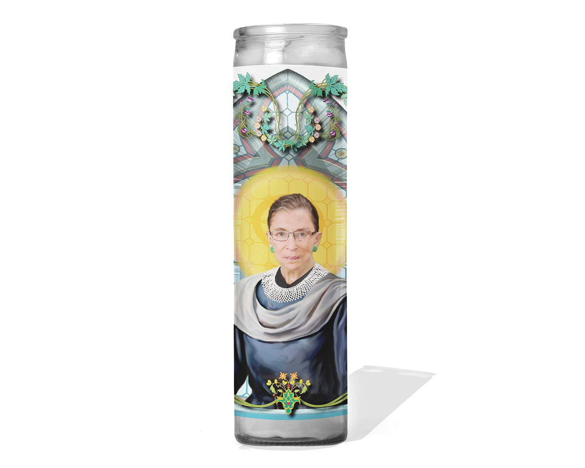 Saint Ruth Bader Ginsburg prayer candle 8 inch glass votive handmade in USA unscented