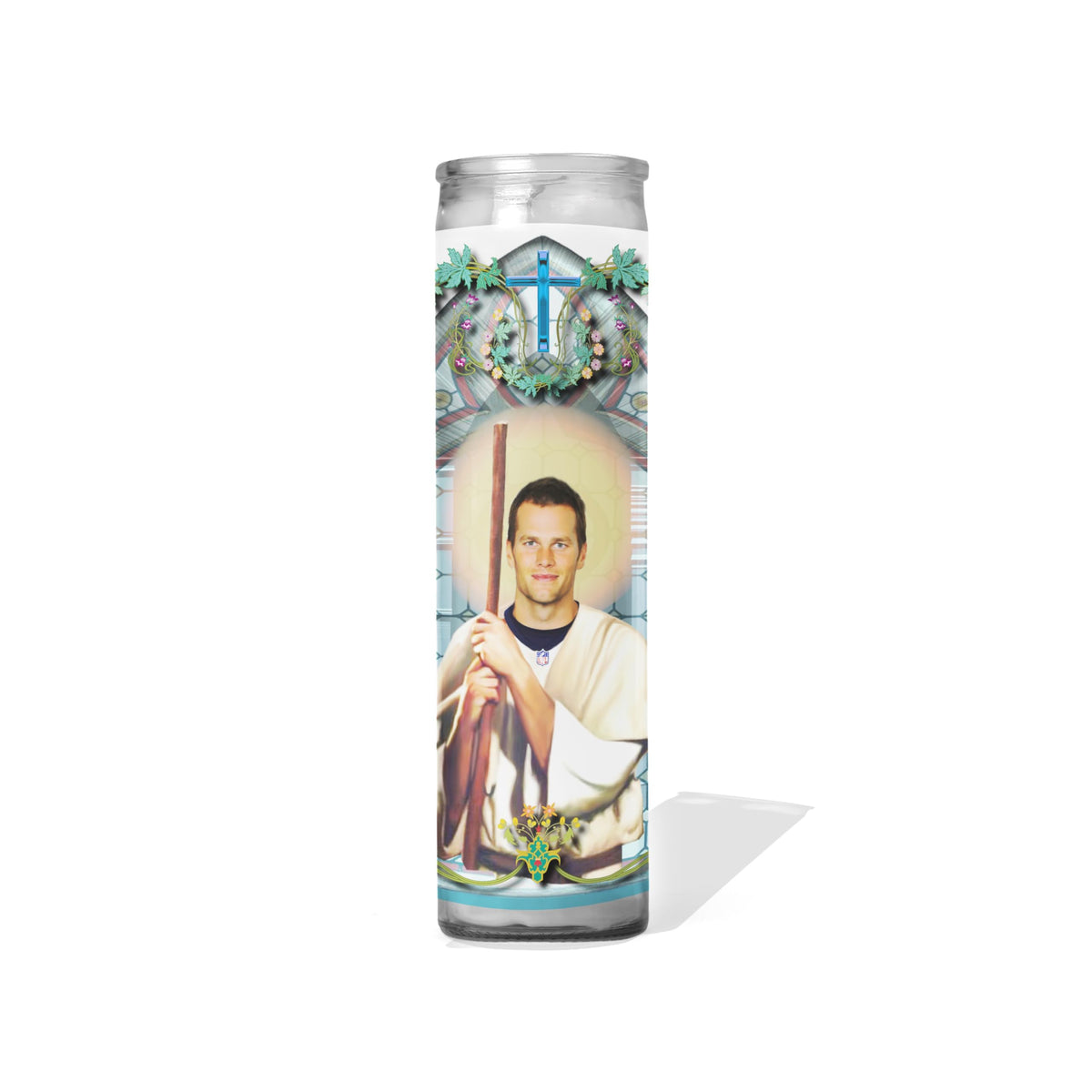 Saint Tom Brady Celebrity Prayer Candle 8 inch Glass Prayer Votive Handmade in USA