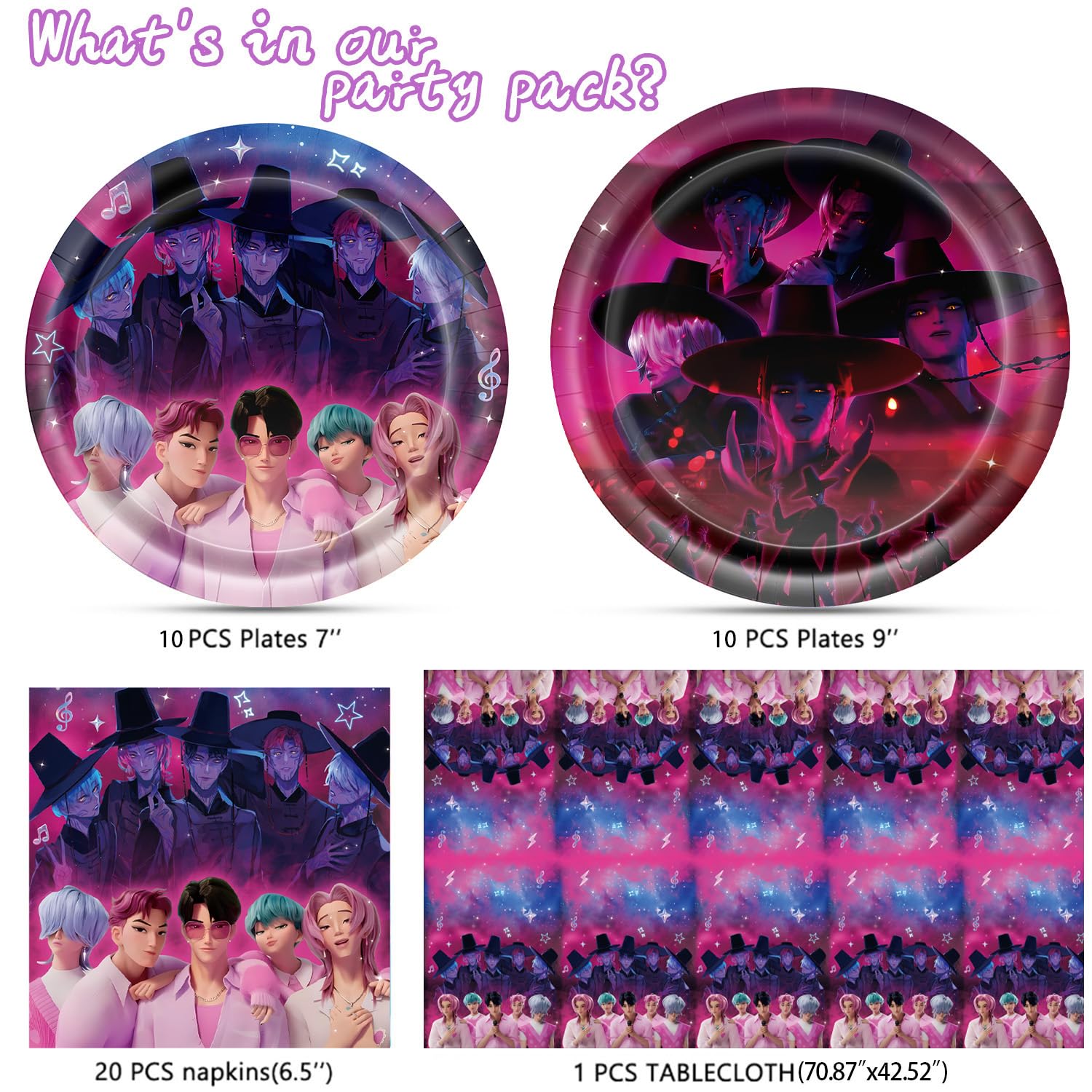 Saja Boys Party Supplies Set tablecover napkins plates