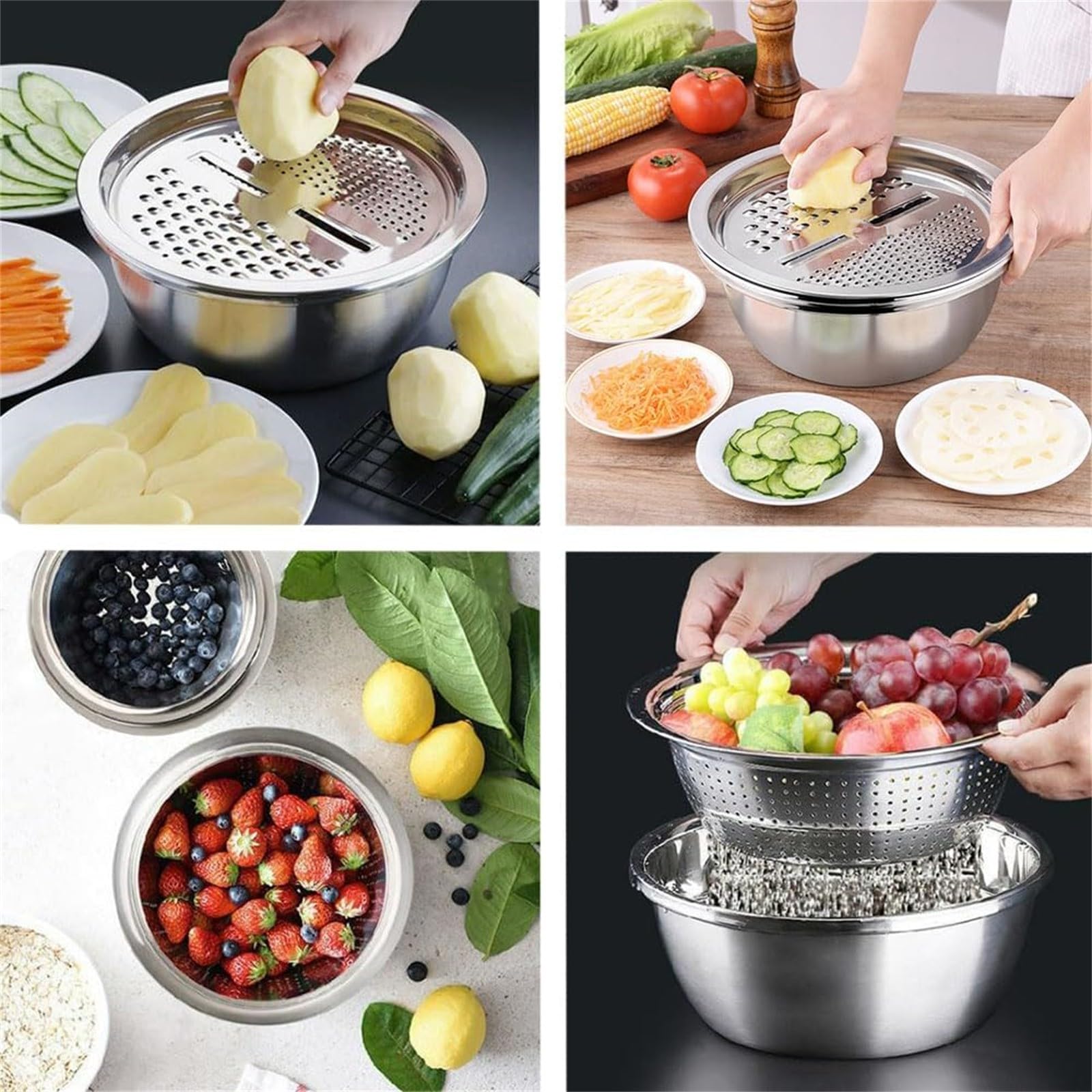 Salad spinner and vegetable cutter integrated in basin