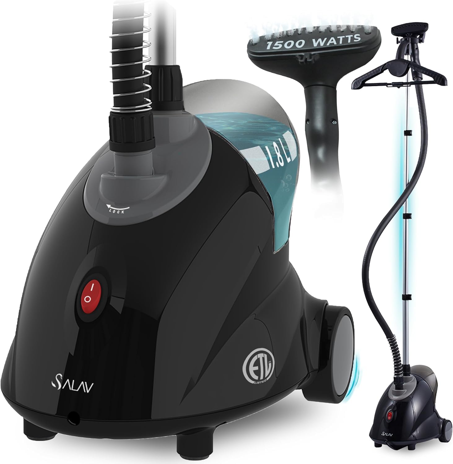 SALAV GS18-DJ standing garment steamer with roll wheels