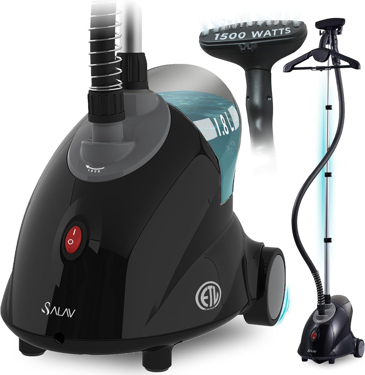 SALAV GS18-DJ standing garment steamer with roll wheels