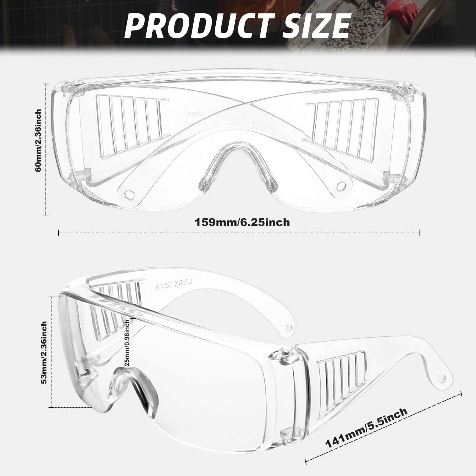 Fits over prescription glasses Salfboy safety goggles