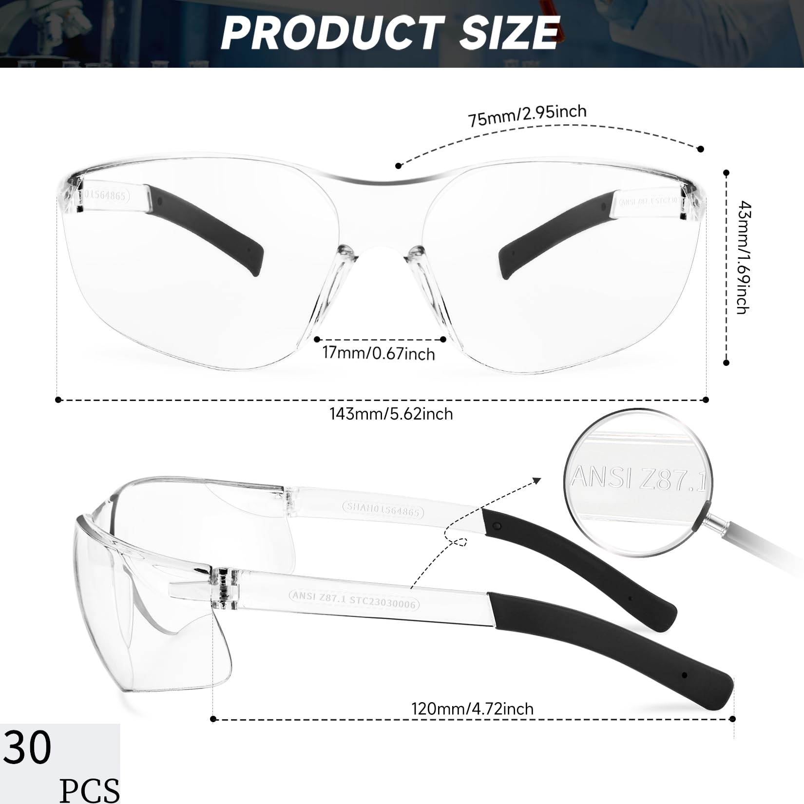 Salfboy safety glasses for men wraparound frame