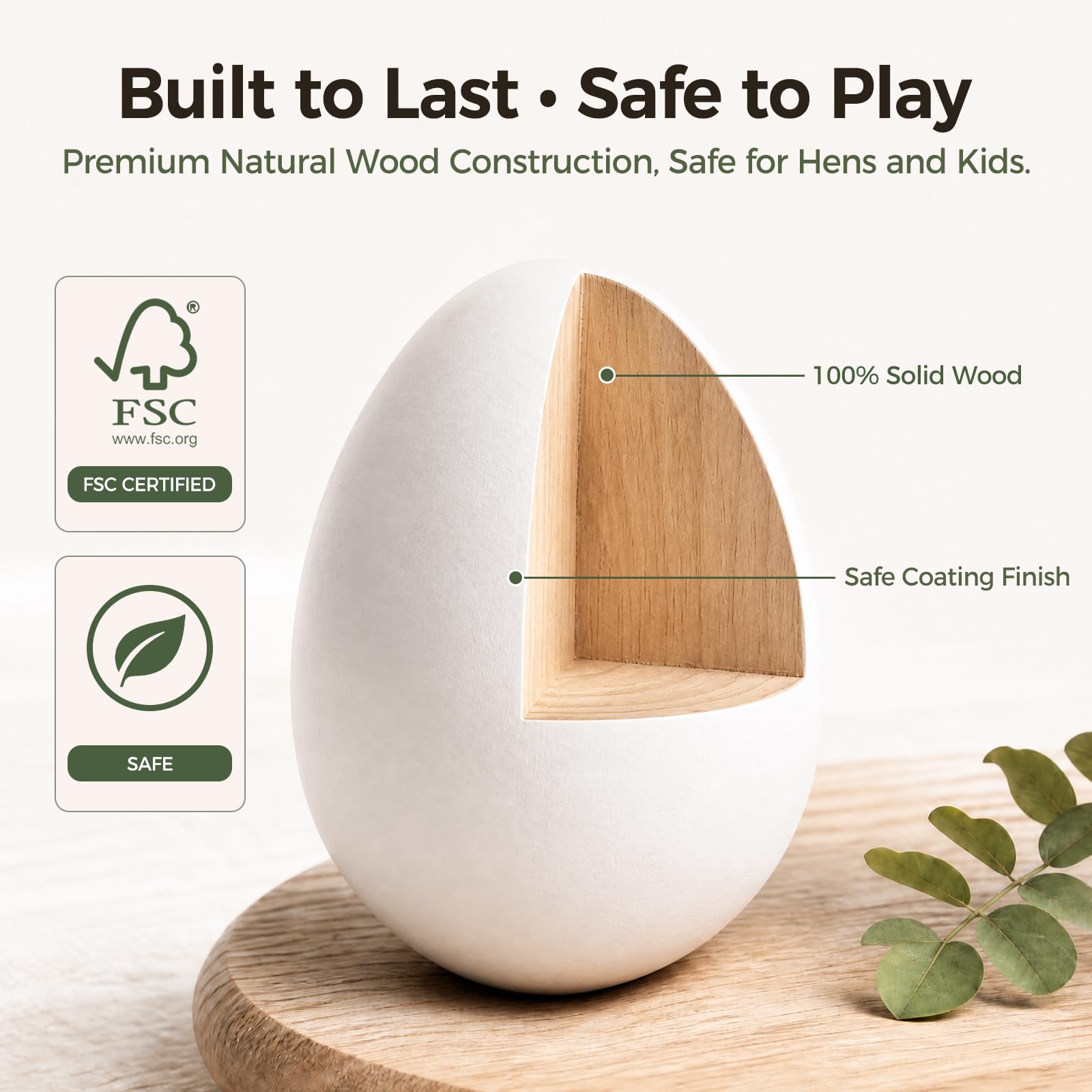Three green wooden eggs SallyFashion nesting eggs set