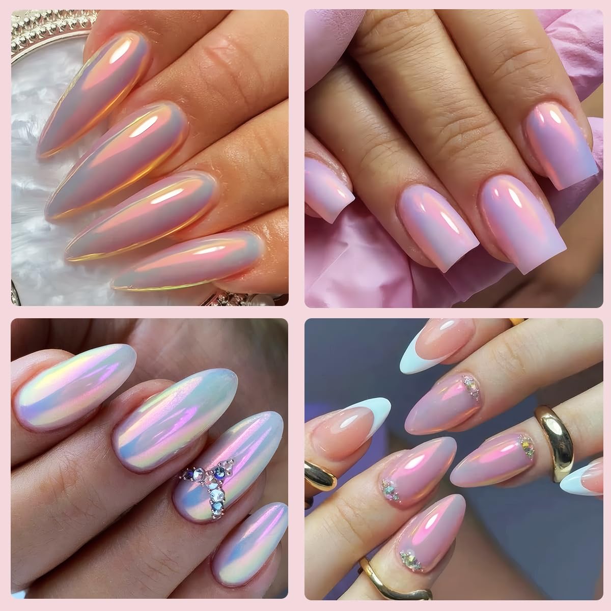 Neon powder used over gel polish bases for color effects