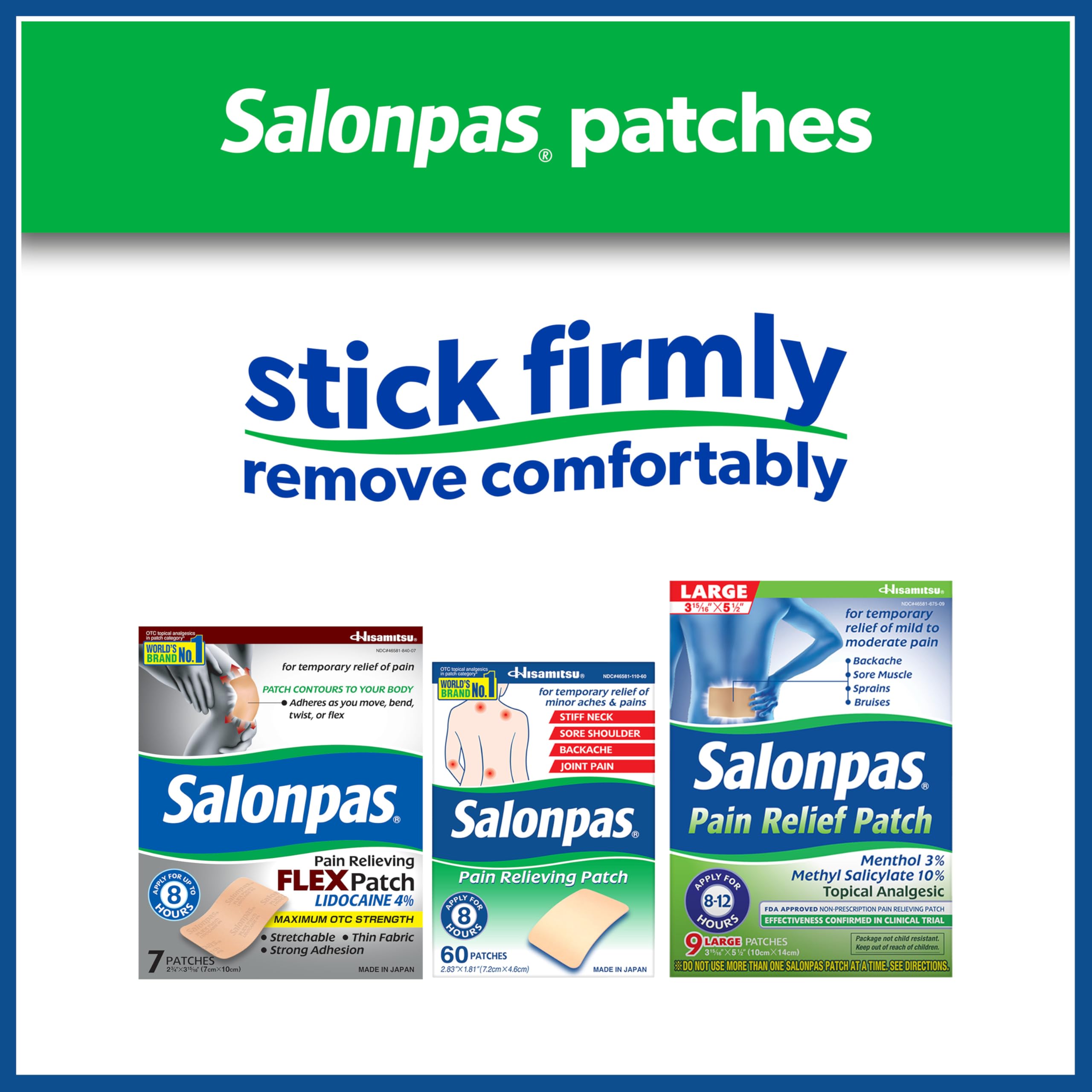 Six-count Salonpas patch for temporary numbness relief