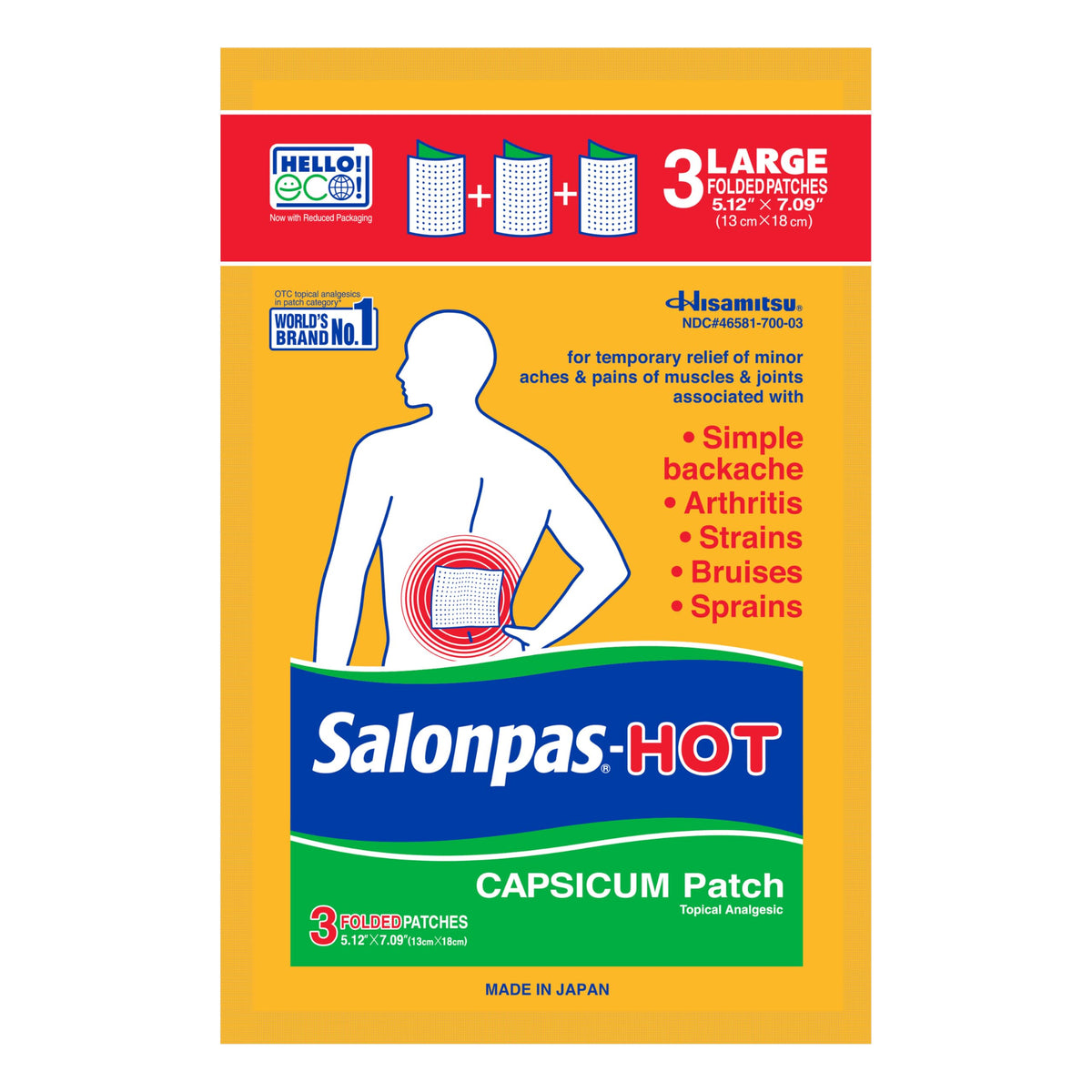 Salonpas Pain Relieving Patch 3 count pack