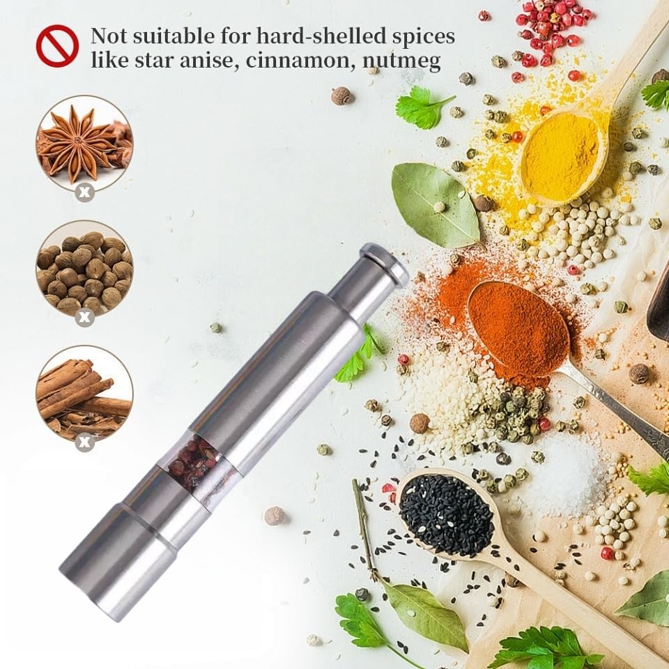 Salt and pepper spice mill versatile for kitchen and camping