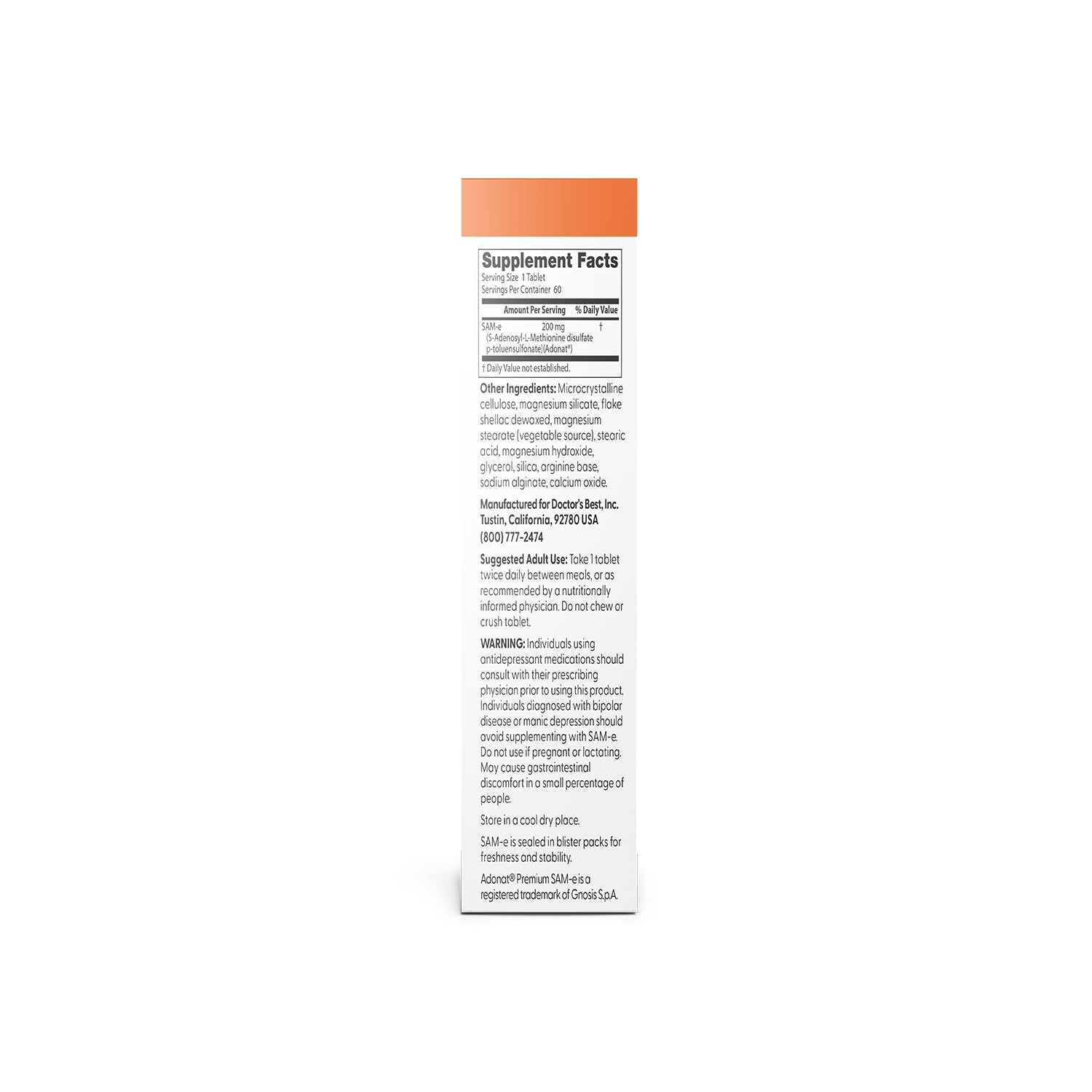 SAM-e 200mg tablet designed for joint health liver and cognition support