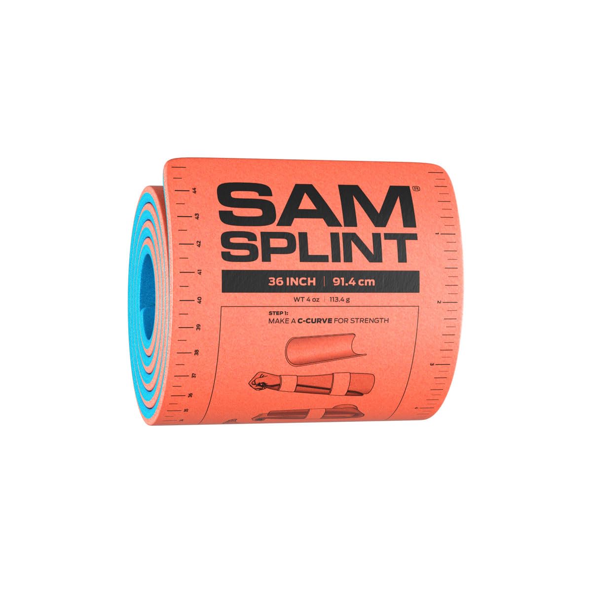 Sam Splint 36 orange blue adult size rolled