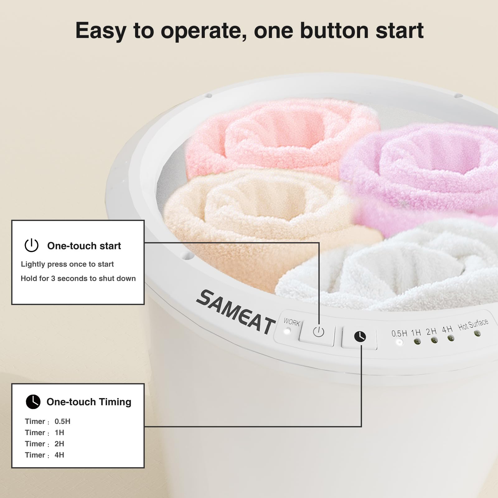 SAMEAT towel warmer auto shut off feature