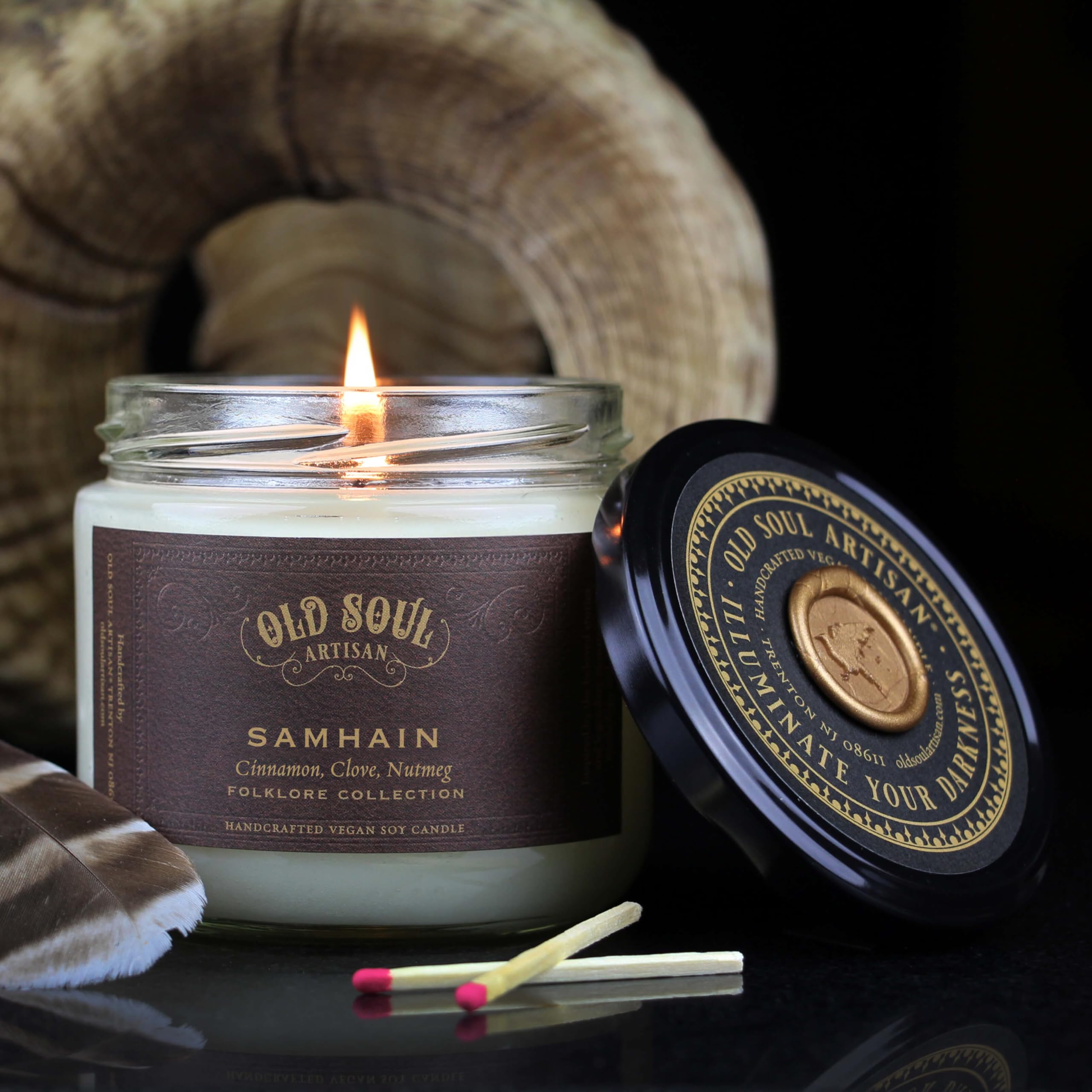 Autumn ritual candle inspired by Samhain for fall celebrations