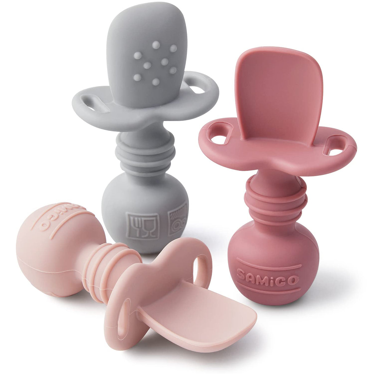 SAMiGO silicone baby spoons self feeding set for 6 months