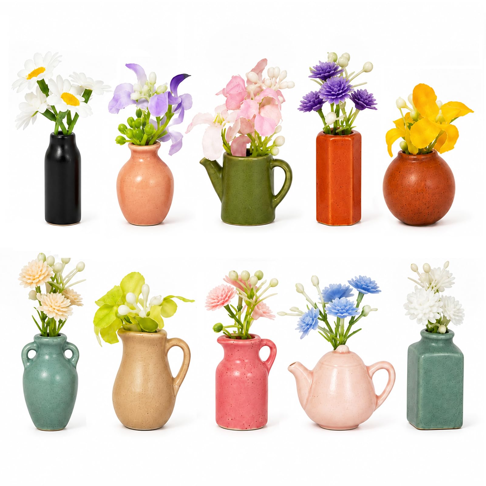 Samlior mini ceramic vase magnets 10-pack on fridge
