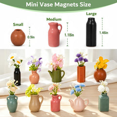 Samlior ceramic vase magnets 10-pack with artificial flowers