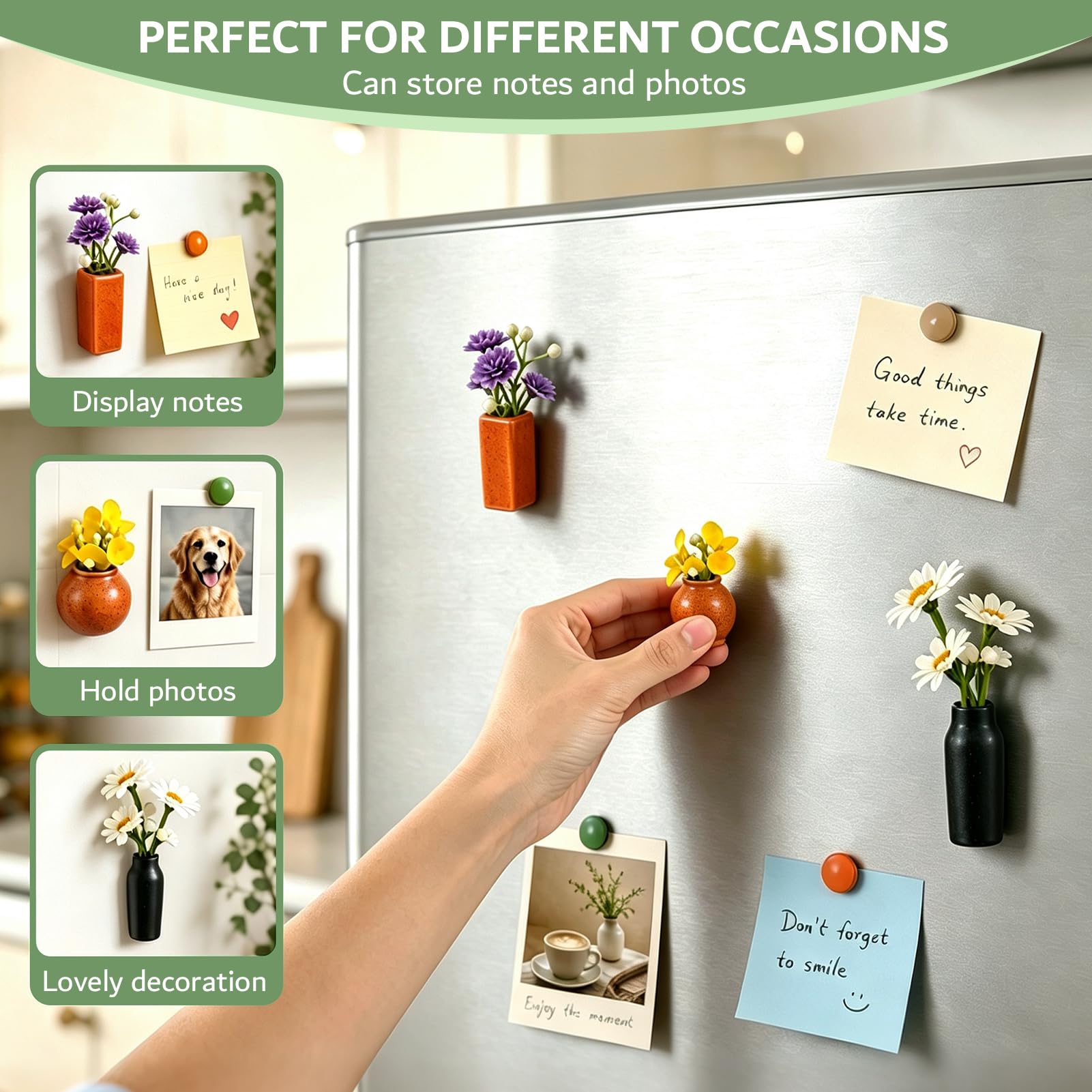 Samlior mini ceramic vase magnets notes and photos holder