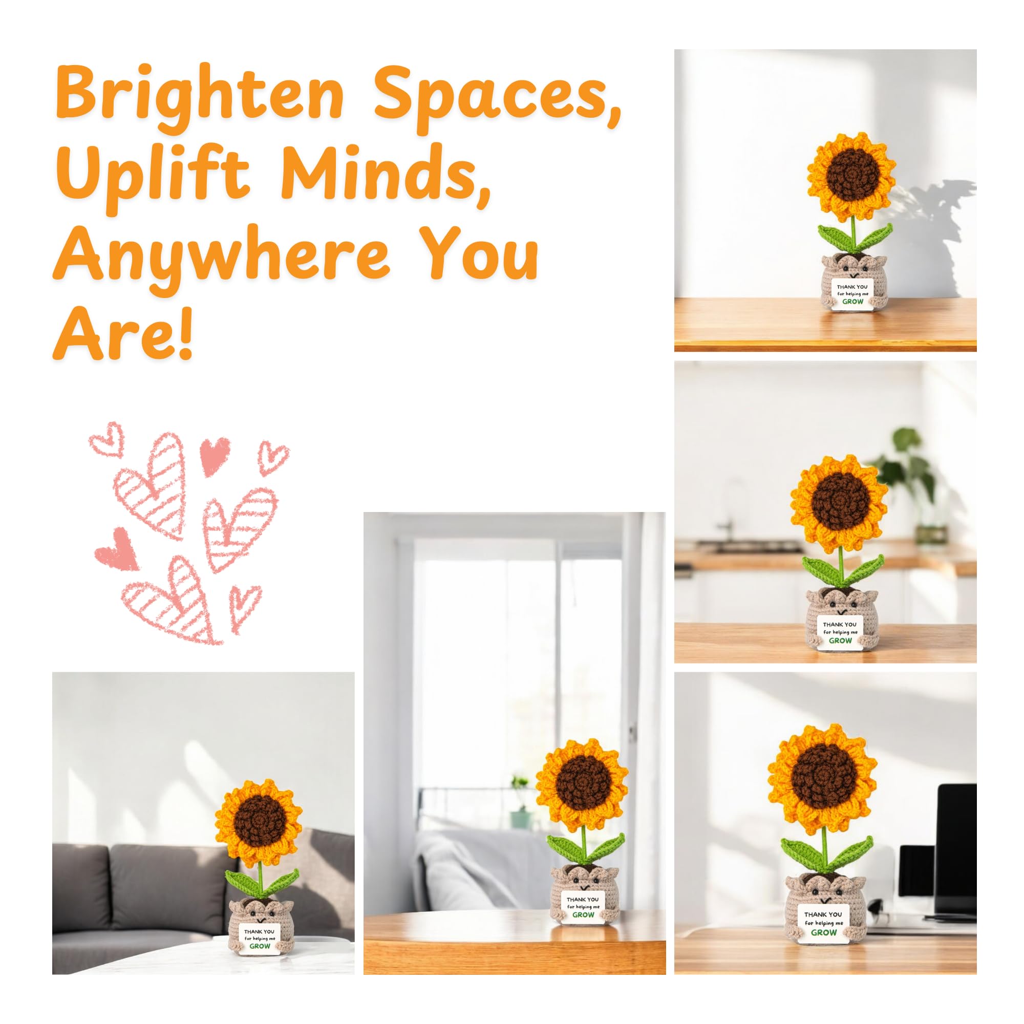 Compact decorative sunflower doll on desk shelf or bedside