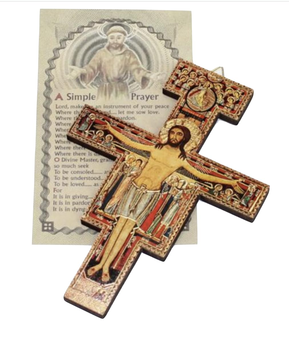 6 inch San Damiano Crucifix Cross olive wood from Assisi