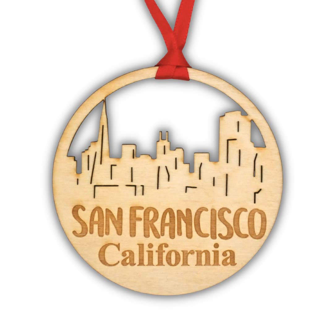 San Francisco Christmas Ornament city skyline Baltic Birch