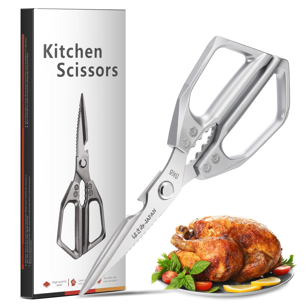 Sancagy Kitchen Scissors heavy duty with precision-ground stainless steel blades