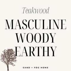 Gift-ready Sand + Fog Teakwood candle 12oz