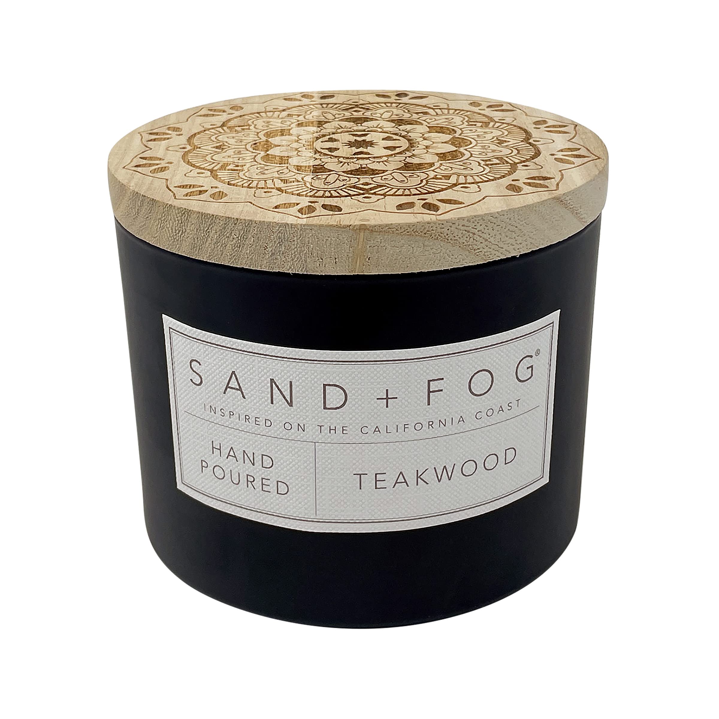 Sand + Fog Teakwood 12oz scented candle with lead-free wick
