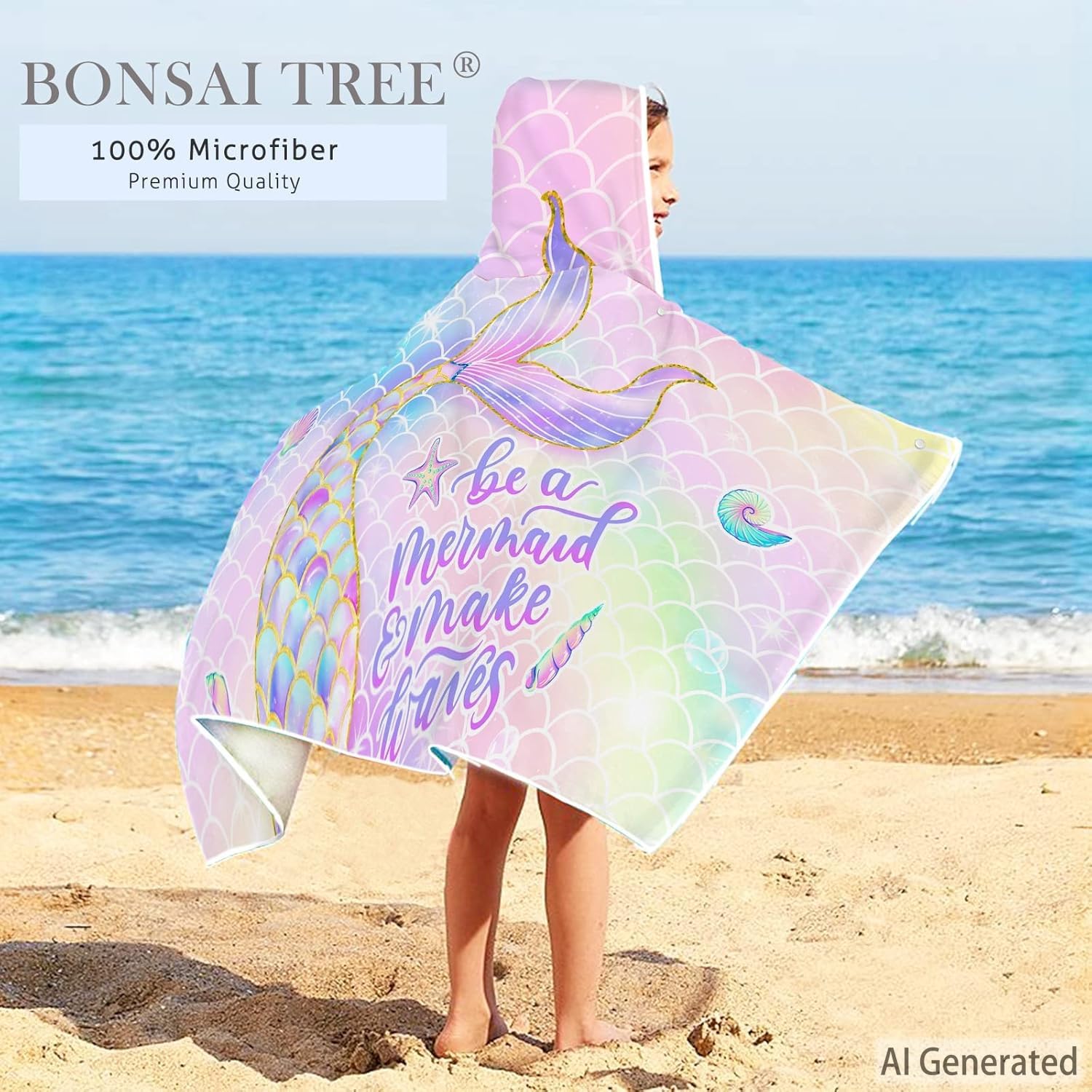 Sand free mermaid towel Bonsai Tree for children