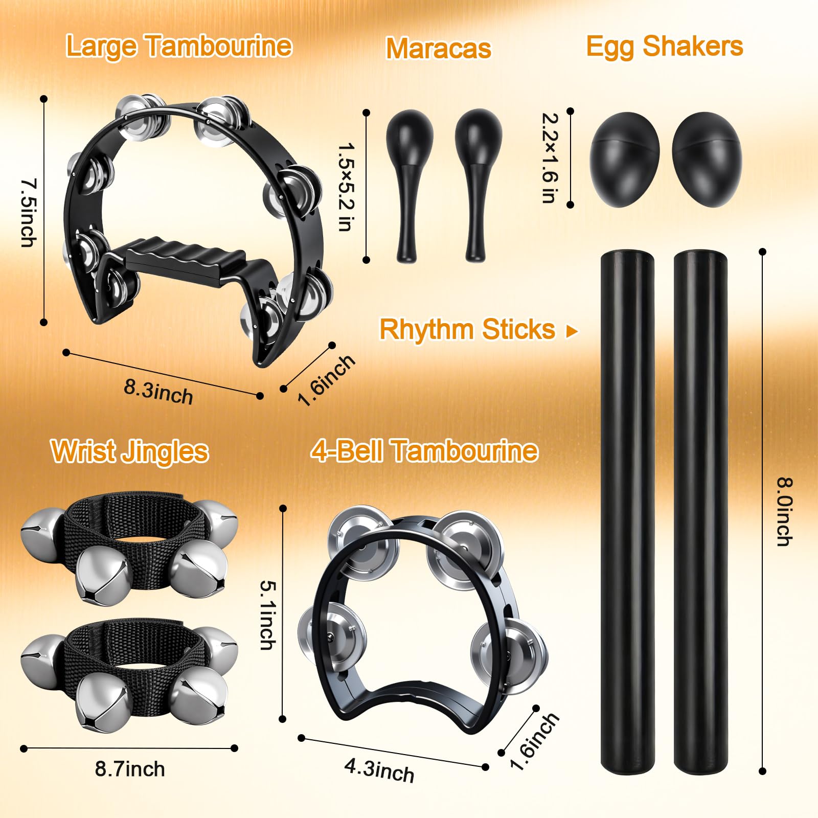 Sand hammers included in the percussion set
