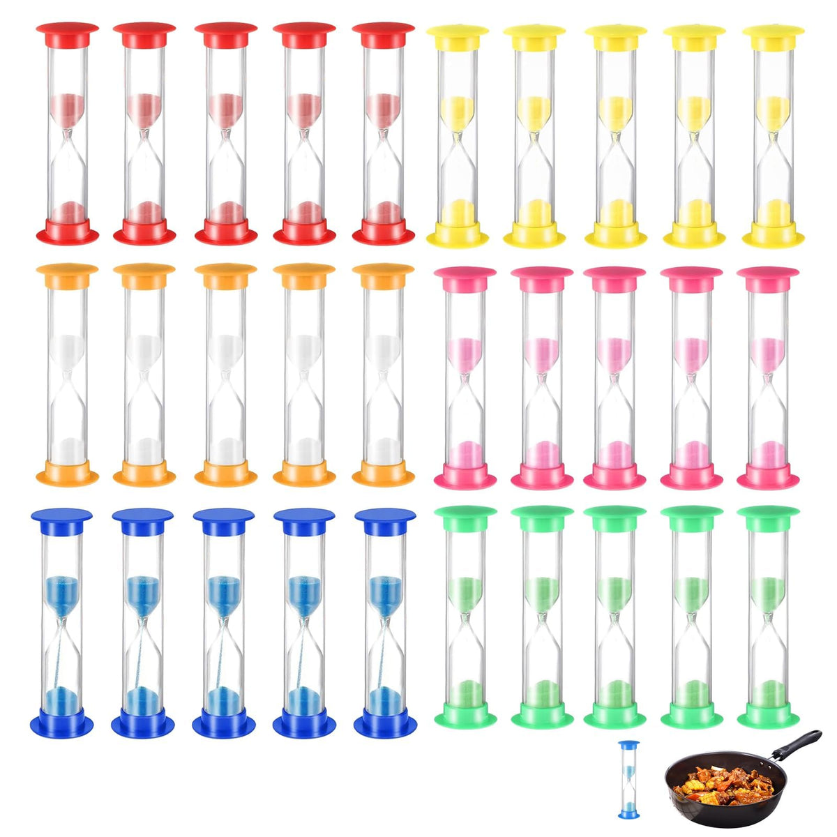 Yellow 5 minute sand timer 1 x 3.43 inches 30-pack
